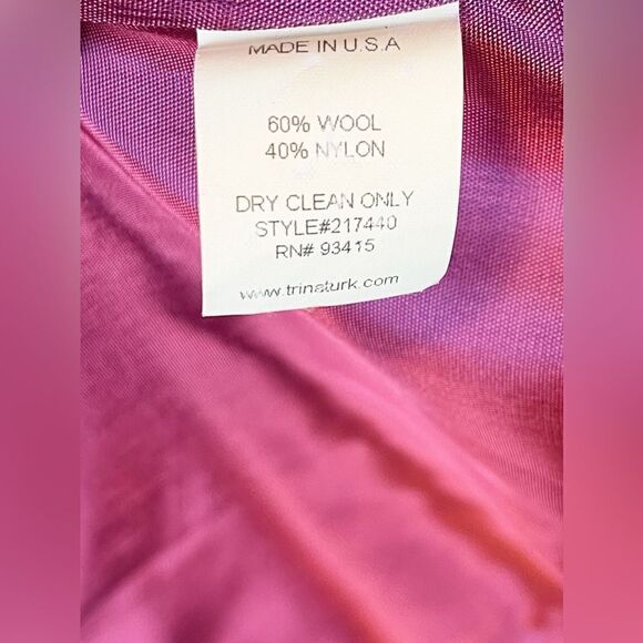 Trina Turk coat with fur trim collar in fuchsia purple 6 - Picture 8 of 9